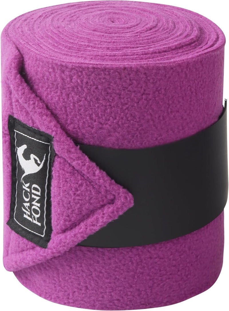 HackFond Fleece Horse Polo Leg Wraps Set of 4, 10' Horse Leg Bandages Stable Supplies Equestrian Boots Violet - Image 1